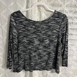 Grey and black long sleeve with open back twist detail